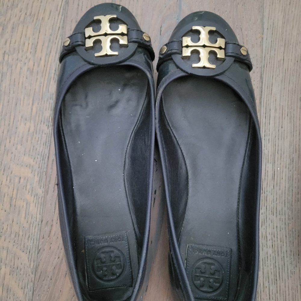 Tory Burch flats, Sz 8, Navy/Gold